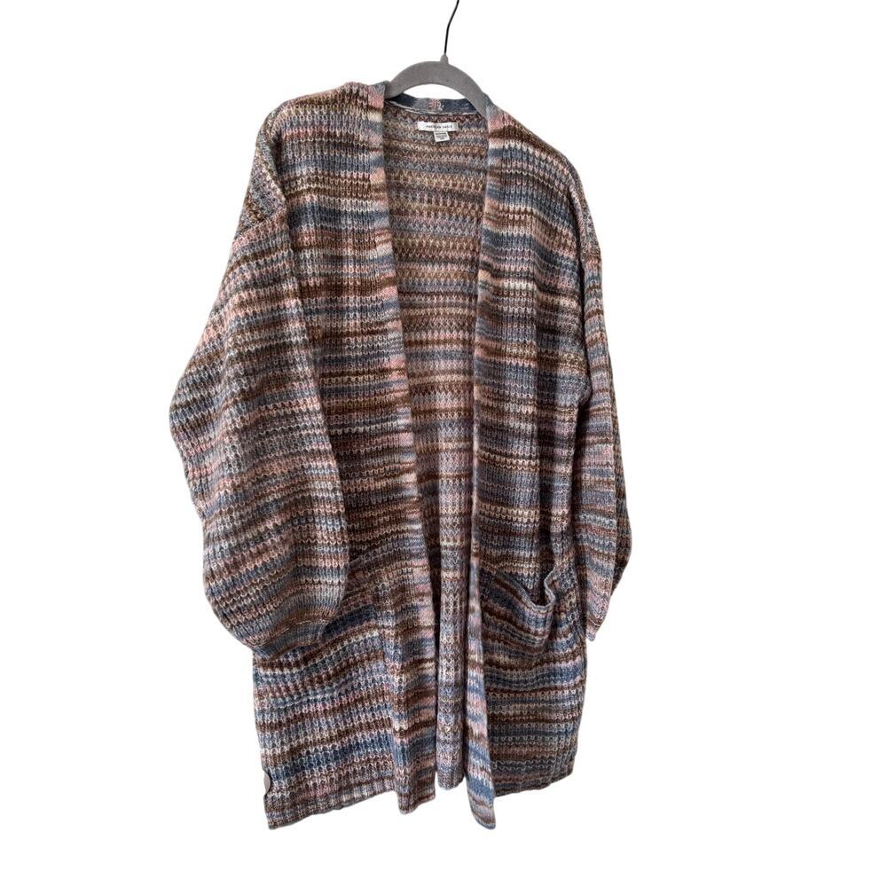 American Eagle Outfitters Front Cardigan Multicolor Waffle Knit Pocket Sweater - Picture 4 of 12